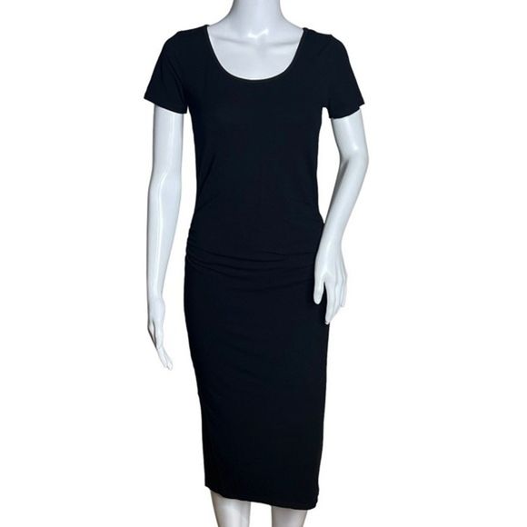 ASOS Dress Womens 6 Maternity Black Jersey Knit Midi Length Neutral Minimalist‎ - Picture 1 of 6